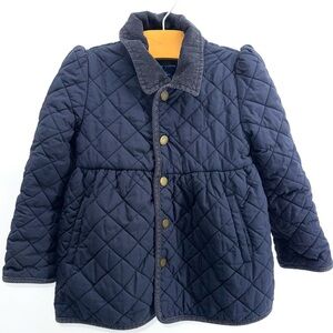 Ralph Lauren Navy Quilted Pea Coat for Kids